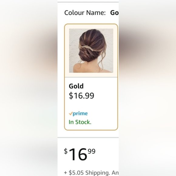 Bridal + formal Gold Crystal Wedding hair comb hair piece for updos- New​​ - Picture 3 of 11